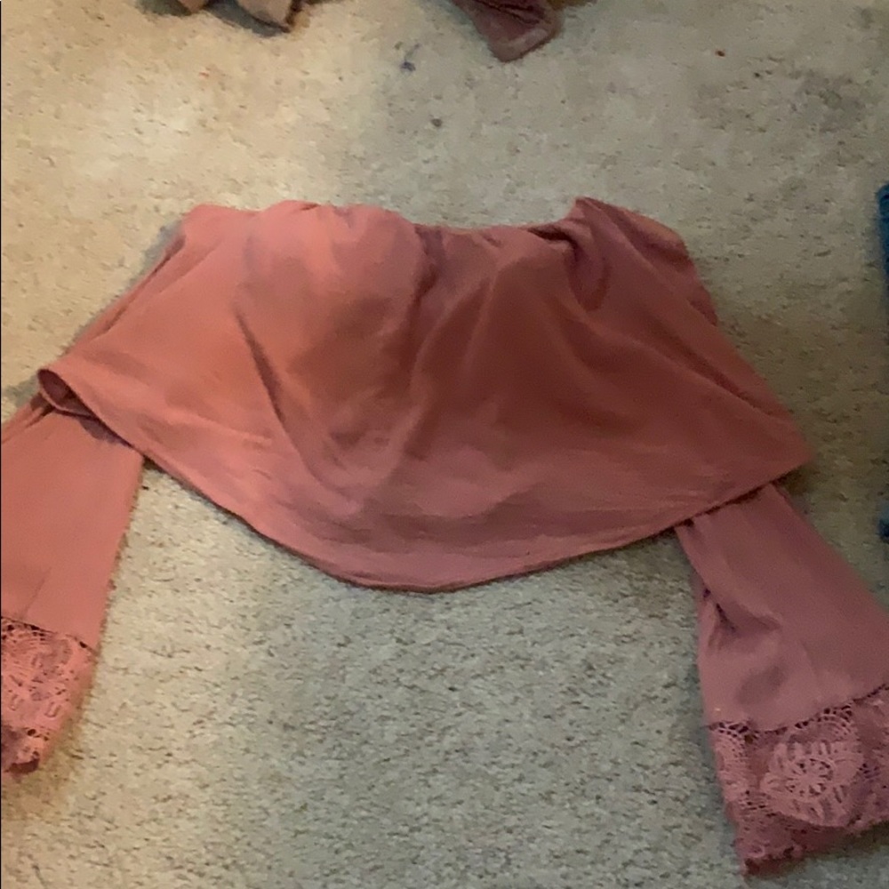 Off the shoulder pink crop top